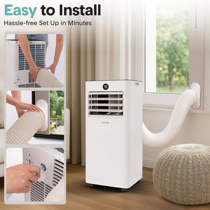 SereneLife 9,000 BTU Portable Air Conditioner, Small AC with Dehumidifier and Fan, WiFi Function, Mini AC Unit with 28 m² (300 Sq. Ft.) Coverage, Includes Remote Control and Window Mount Kit