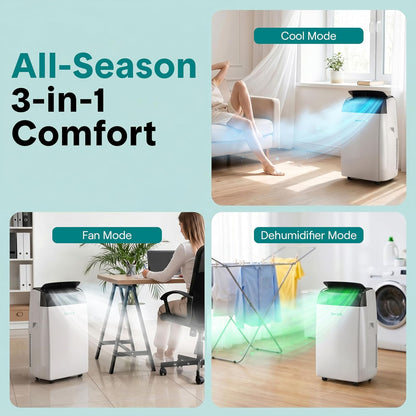 SereneLife Portable Air Conditioner 12000 BTU with WiFi, Portable AC Air Conditioning Unit, 3-in-1 with Cooling, Fan & Dehumidifier Modes, Self-Evaporating & Sleep Mode for Living Room & Large Home