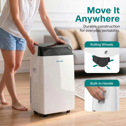 SereneLife Portable Air Conditioner 12000 BTU with WiFi, Portable AC Air Conditioning Unit, 3-in-1 with Cooling, Fan & Dehumidifier Modes, Self-Evaporating & Sleep Mode for Living Room & Large Home